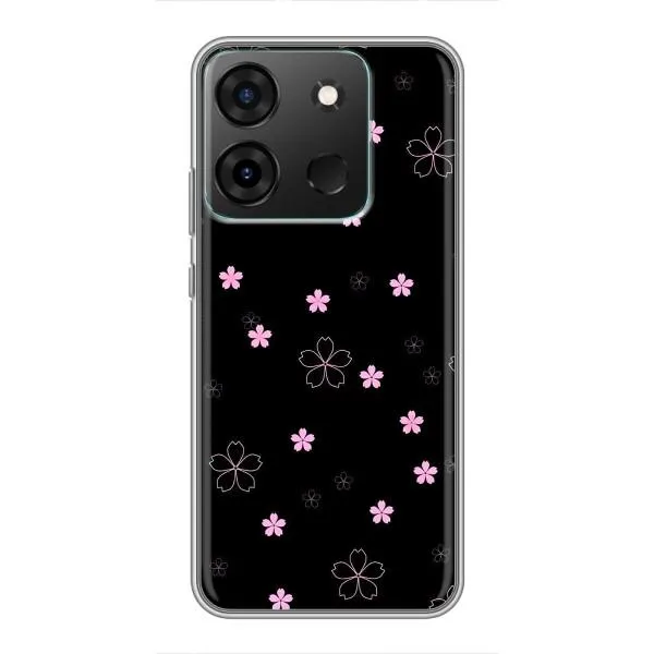 Чехол с принтом «Розовые цветы на черном» для Infinix Smart 7 Чехол с принтом «Розовые цветы на черном» для Infinix Smart 7