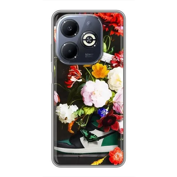 Чехол с принтом «Nike цветы» для Infinix Smart 8 Plus Чехол с принтом «Nike цветы» для Infinix Smart 8 Plus