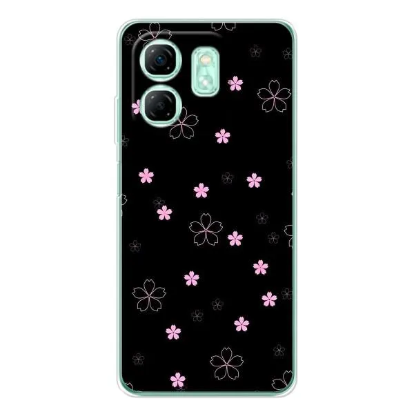 Чехол с принтом «Розовые цветы на черном» для Infinix Smart 9