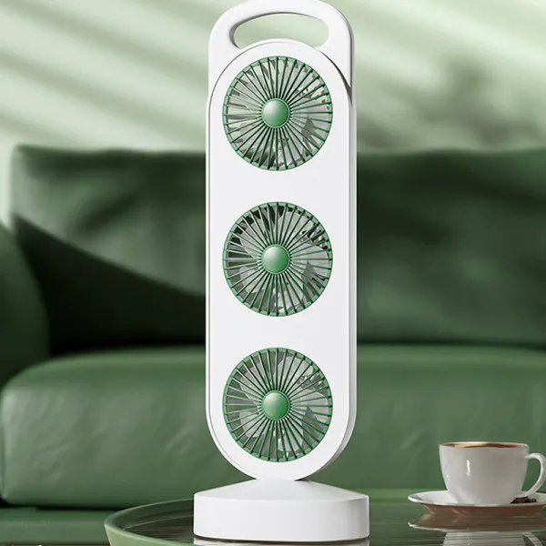 Настольный вентилятор Three Head Fan 1200 mAh — Зеленый — фото 2
