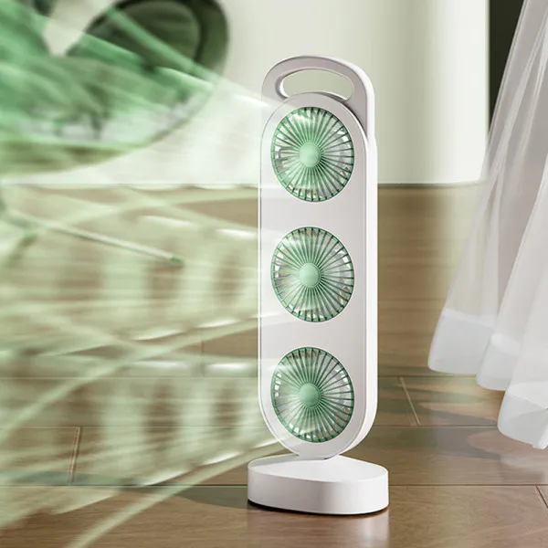 Настольный вентилятор Three Head Fan 1200 mAh — Зеленый — фото 3
