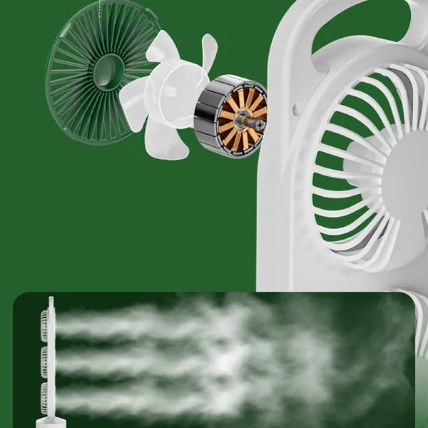 Настольный вентилятор Three Head Fan 1200 mAh — Зеленый — фото 4