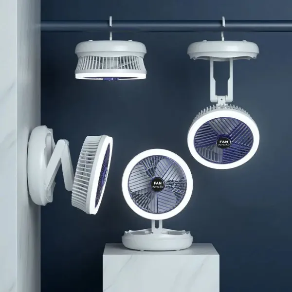 Настольный складной вентилятор Folding Fan 2in1 with Night Light — Белый — фото 3