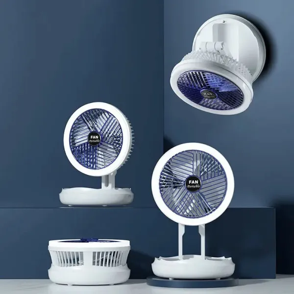 Настольный складной вентилятор Folding Fan 2in1 with Night Light — Белый — фото 4