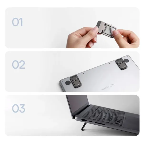 Подставка для ноутбука Baseus Slim Laptop Kickstand (2шт) (LUZC00001) — Серый — фото 4 Подставка для ноутбука Baseus Slim Laptop Kickstand (2шт) (LUZC00001) — Серый — фото 4
