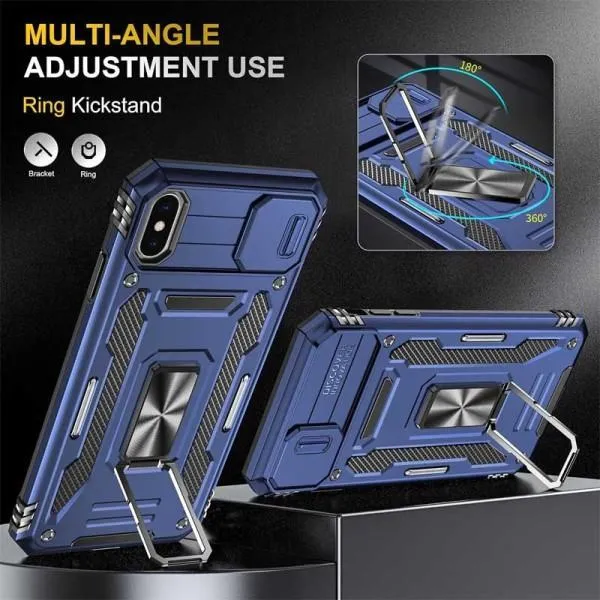 Ударопрочный чехол Camshield Army Ring для Apple iPhone X / XS (5.8") — Синий — фото 2