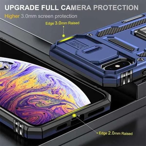 Ударопрочный чехол Camshield Army Ring для Apple iPhone X / XS (5.8") — Синий — фото 4