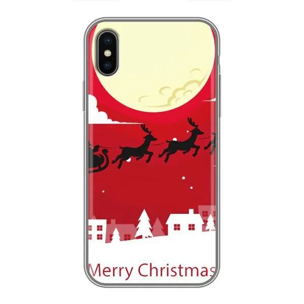 Чехол с принтом «Санта с оленями» для iPhone X