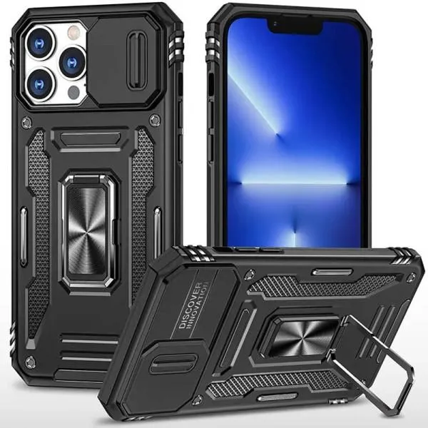 Ударопрочный чехол Camshield Army Ring для Apple iPhone 12 Pro / 12 (6.1") — Черный Ударопрочный чехол Camshield Army Ring для Apple iPhone 12 Pro / 12 (6.1") — Черный