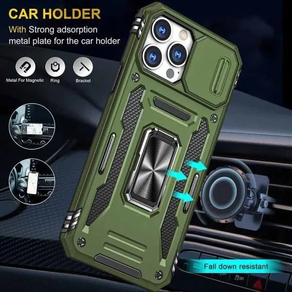 Ударопрочный чехол Camshield Army Ring для Apple iPhone 12 Pro / 12 (6.1") — Оливковый — фото 2 Ударопрочный чехол Camshield Army Ring для Apple iPhone 12 Pro / 12 (6.1") — Оливковый — фото 2
