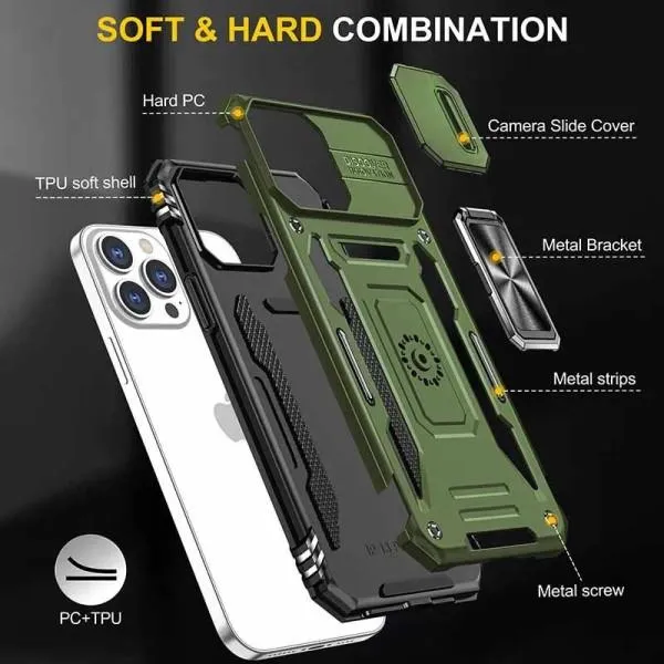 Ударопрочный чехол Camshield Army Ring для Apple iPhone 12 Pro / 12 (6.1") — Оливковый — фото 3 Ударопрочный чехол Camshield Army Ring для Apple iPhone 12 Pro / 12 (6.1") — Оливковый — фото 3