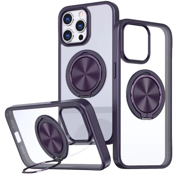 TPU+PC чехол Metal Ring with Magnetic Fit для Apple iPhone 12 Pro / 12 (6.1") — Темно-Фиолетовый TPU+PC чехол Metal Ring with Magnetic Fit для Apple iPhone 12 Pro / 12 (6.1") — Темно-Фиолетовый