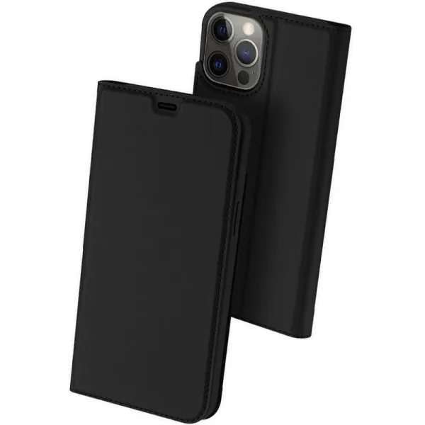 Чехол-книжка Dux Ducis с карманом для визиток для Apple iPhone 12 Pro / 12 (6.1") — Черный — фото 1