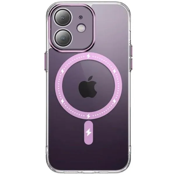 Чохол TPU+PC Colorful with Magnetic Fit для Apple iPhone 12 (6.1") — Рожевий — фото 1
