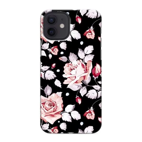Чехол с принтом «Цветочки на черном» для iPhone 12