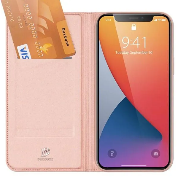 Чехол-книжка Dux Ducis с карманом для визиток для Apple iPhone 13 Pro (6.1") — Rose Gold — фото 3
