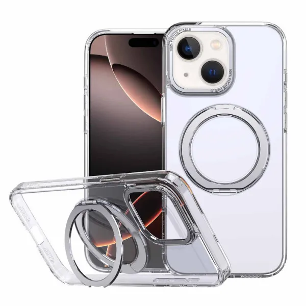 Чехол TPU+PC Empire with Magnetic Fit and Ring для Apple iPhone 13 / 14 (6.1") — Прозрачный — фото 1