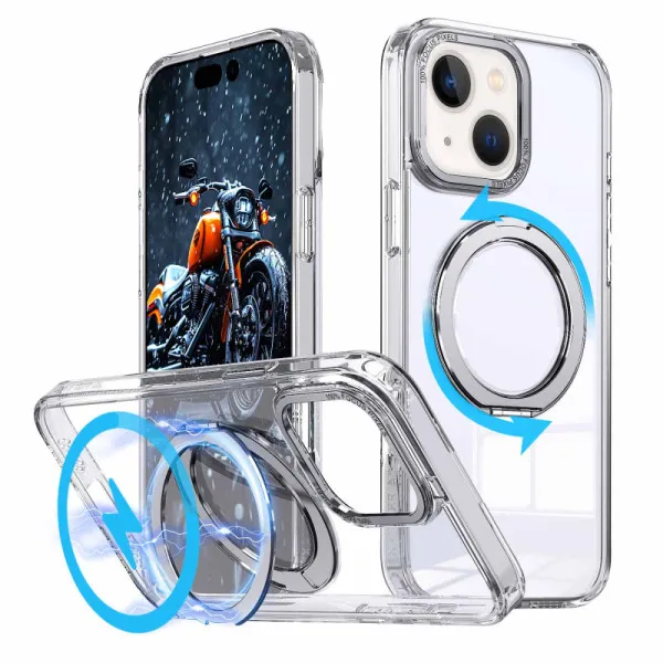Чехол TPU+PC Empire with Magnetic Fit and Ring для Apple iPhone 13 / 14 (6.1") — Прозрачный — фото 2