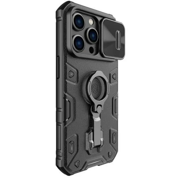 TPU+PC чехол Nillkin CamShield Armor Pro no logo (шторка на камеру) для Apple iPhone 14 Pro (6.1") — Черный — фото 4
