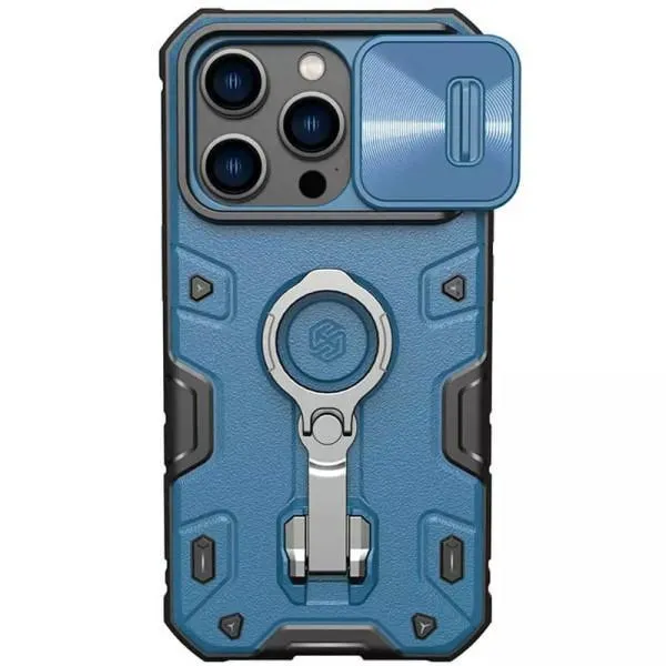 TPU+PC чехол Nillkin CamShield Armor Pro no logo (шторка на камеру) для Apple iPhone 14 Pro (6.1") — Синий — фото 1