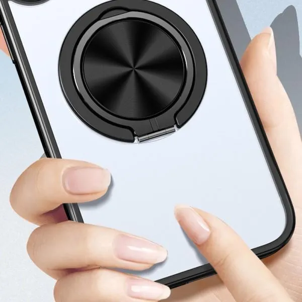 TPU+PC чехол Metal Ring with Magnetic Fit для Apple iPhone 14 Pro (6.1") — Черный — фото 2
