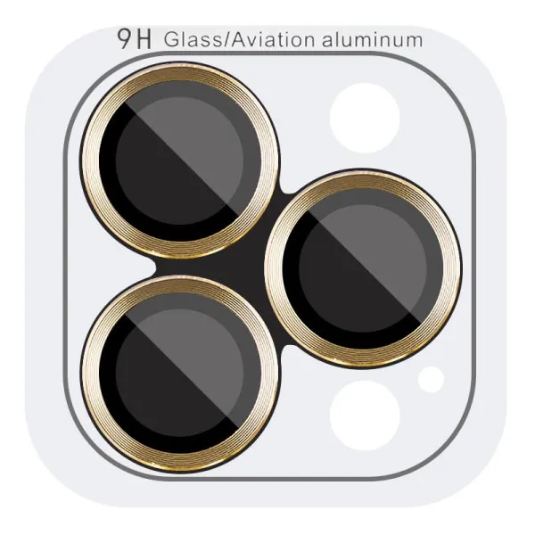 Защитное стекло Metal Classic на камеру (в упак.) для Apple iPhone 14 Pro (6.1") / 14 Pro Max (6.7") — Золотой — фото 1