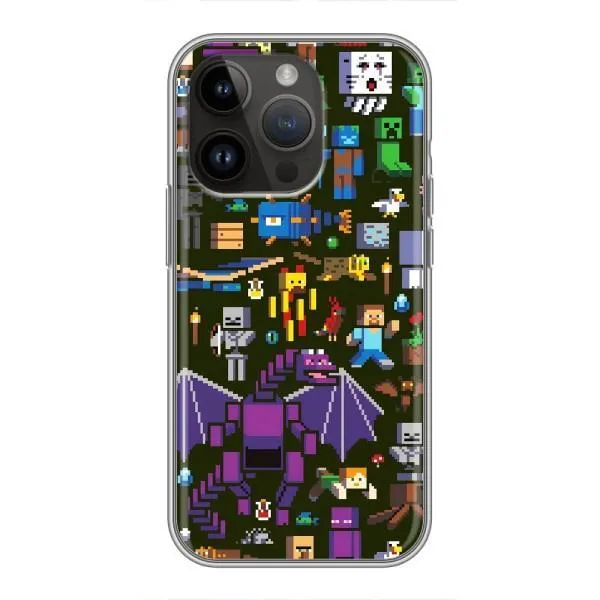 Чехол с принтом «Коллаж Майнкрафт» для iPhone 14 Pro Чехол с принтом «Коллаж Майнкрафт» для iPhone 14 Pro