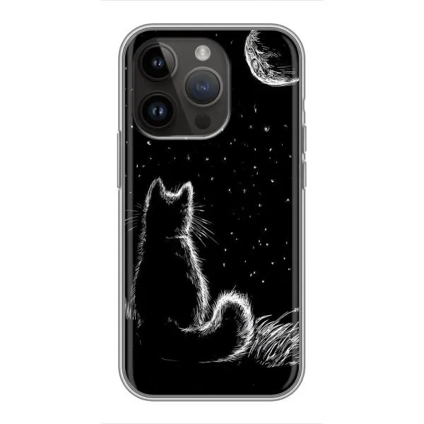 Чехол с принтом «Котик и луна» для iPhone 14 Pro Чехол с принтом «Котик и луна» для iPhone 14 Pro