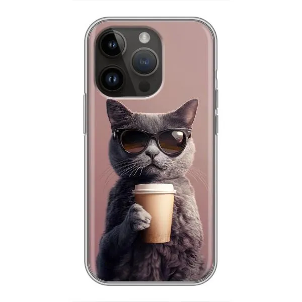 Чехол с принтом «Кот с кофе» для iPhone 14 Pro Чехол с принтом «Кот с кофе» для iPhone 14 Pro