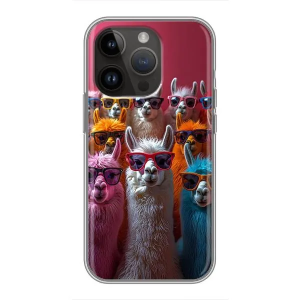 Чехол с принтом «Ламы в очках» для iPhone 14 Pro Чехол с принтом «Ламы в очках» для iPhone 14 Pro