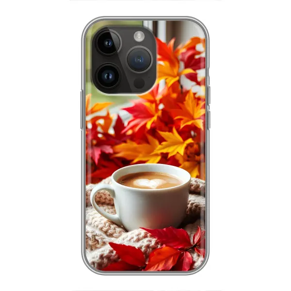 Чехол с принтом «Кофе и листья» для iPhone 14 Pro