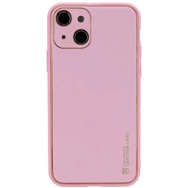 Кожаный чехол Xshield для Apple iPhone 14 (6.1") — Розовый — фото 1