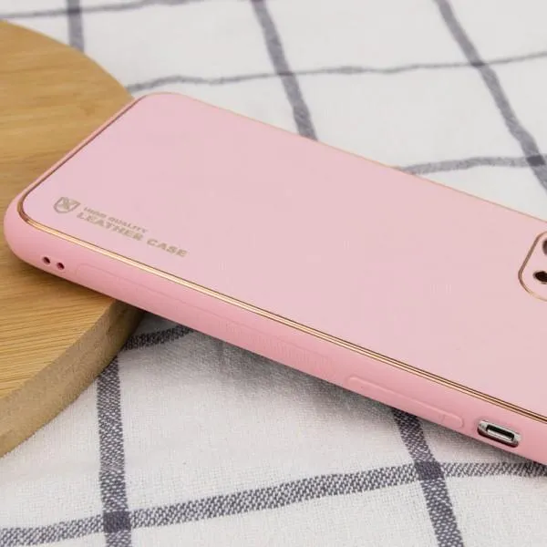 Кожаный чехол Xshield для Apple iPhone 14 (6.1") — Розовый — фото 3