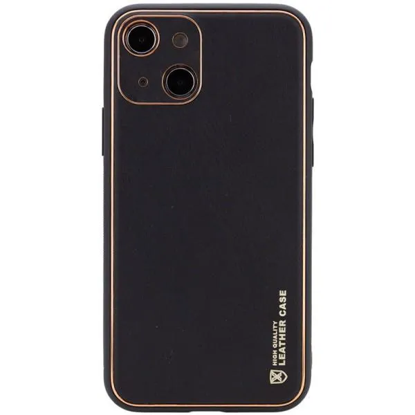 Кожаный чехол Xshield для Apple iPhone 14 (6.1") — Черный — фото 1