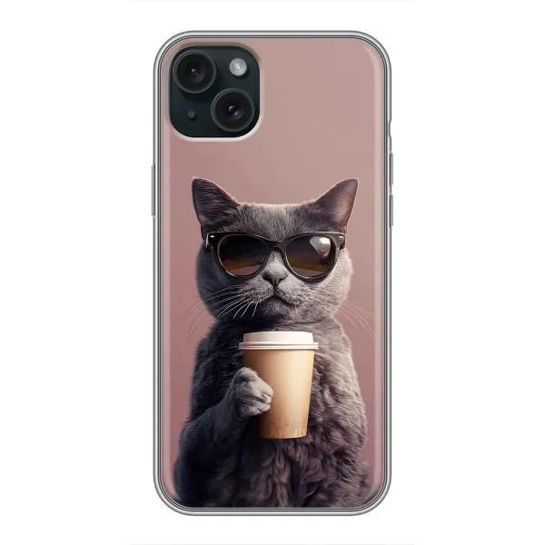 Чехол с принтом «Кот с кофе» для iPhone 14 Plus Чехол с принтом «Кот с кофе» для iPhone 14 Plus