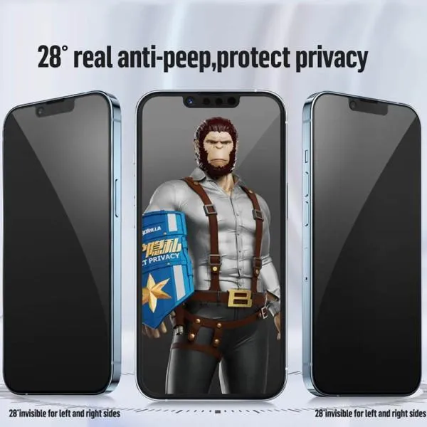 Захисне 2.5D скло Blueo Full Cover Anti-Peep для Apple iPhone 15 Plus / 16 Plus (6.7") — Чорний — фото 2