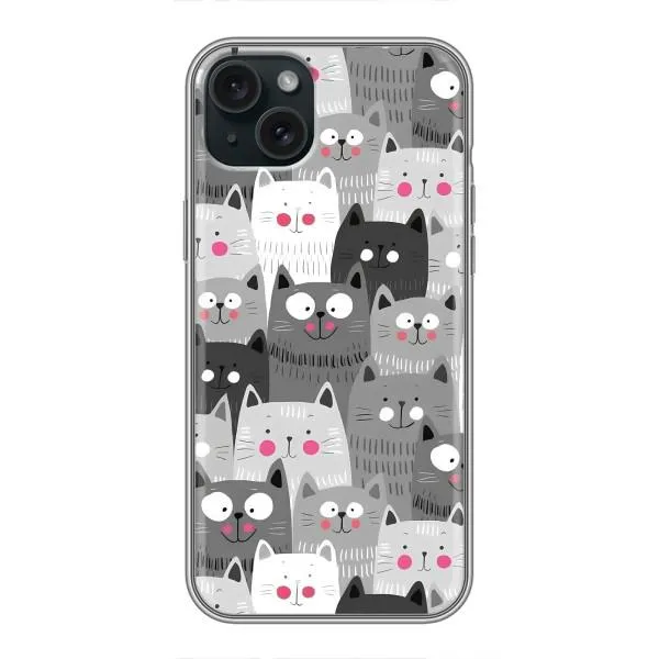 Чехол с принтом «Рисованные котики» для iPhone 15 Plus