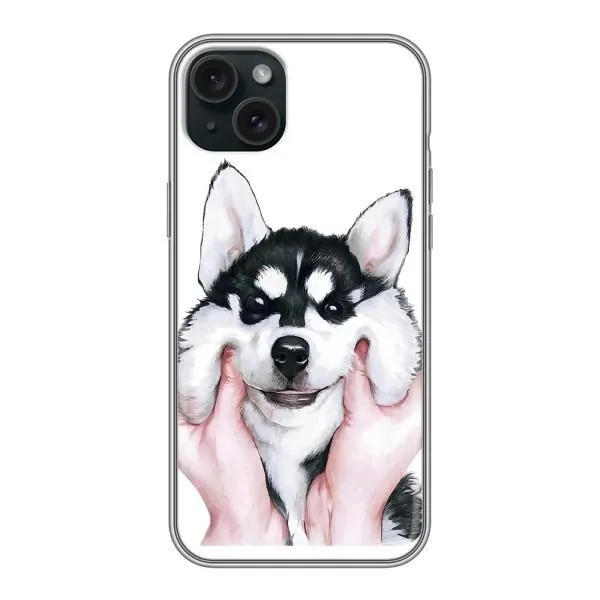 Чехол с принтом «Довольный Хаски» для iPhone 15 Plus