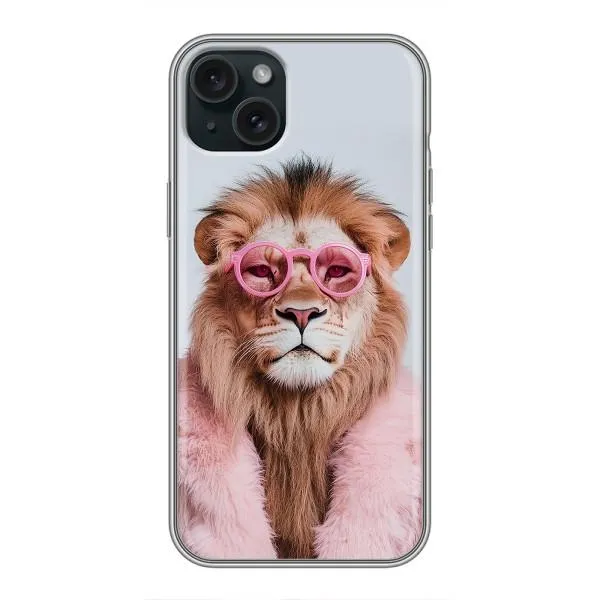 Чехол с принтом «Лев в очках» для iPhone 15 Plus