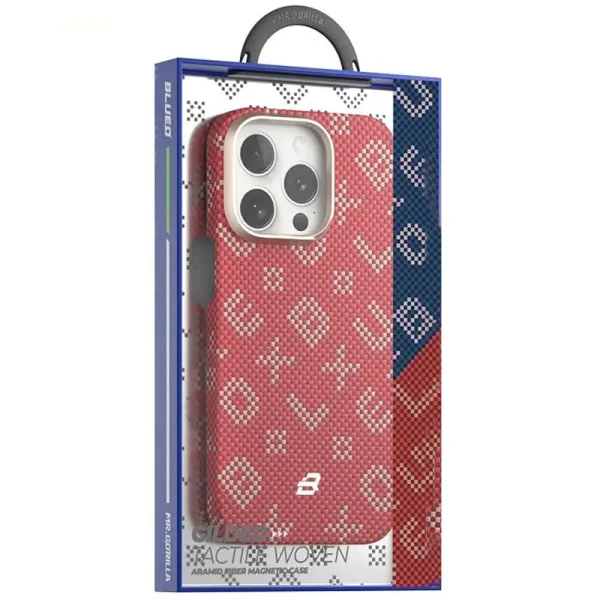 TPU+PC чохол Blueo Gilded Tactile Woven with Magnetic Fit для Apple iPhone 15 Pro Max (6.7") — Червоний — фото 3 TPU+PC чохол Blueo Gilded Tactile Woven with Magnetic Fit для Apple iPhone 15 Pro Max (6.7") — Червоний — фото 3
