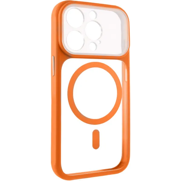 Чехол TPU+PC GETMAN Moon Clear with Magnetic Fit для Apple iPhone 15 Pro Max (6.7") — Оранжевый