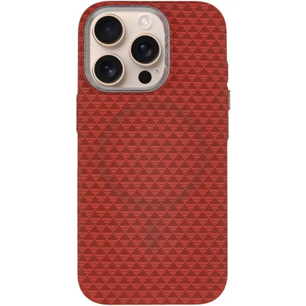 Чехол TPU+PC KVZV Triangular Pattern with Magnetic Fit для Apple iPhone 15 Pro Max (6.9") — Красный — фото 2 Чехол TPU+PC KVZV Triangular Pattern with Magnetic Fit для Apple iPhone 15 Pro Max (6.9") — Красный — фото 2