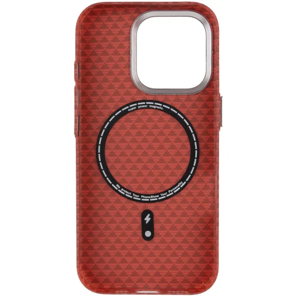 Чехол TPU+PC KVZV Triangular Pattern with Magnetic Fit для Apple iPhone 15 Pro Max (6.9") — Красный — фото 3 Чехол TPU+PC KVZV Triangular Pattern with Magnetic Fit для Apple iPhone 15 Pro Max (6.9") — Красный — фото 3