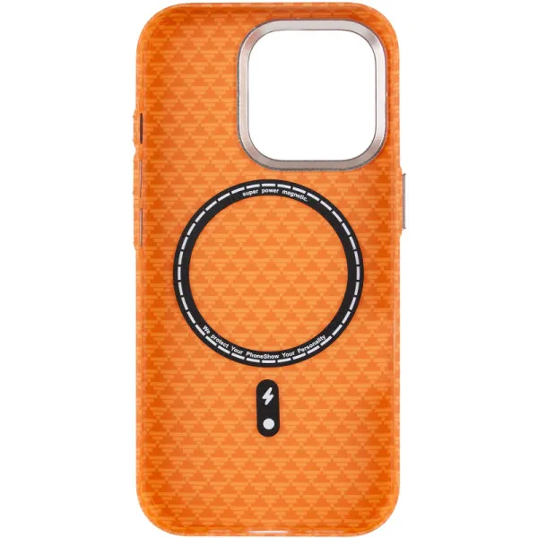 Чехол TPU+PC KVZV Triangular Pattern with Magnetic Fit для Apple iPhone 15 Pro Max (6.9") — Оранжевый — фото 3 Чехол TPU+PC KVZV Triangular Pattern with Magnetic Fit для Apple iPhone 15 Pro Max (6.9") — Оранжевый — фото 3