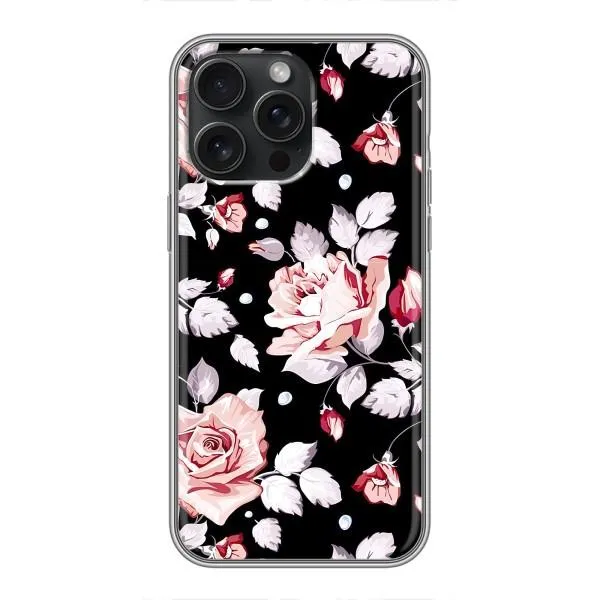 Чехол с принтом «Цветочки на черном» для iPhone 15 Pro Max Чехол с принтом «Цветочки на черном» для iPhone 15 Pro Max
