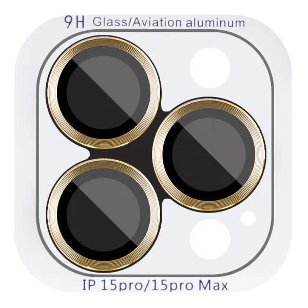 Защитное стекло Metal Classic на камеру (в упак.) для Apple iPhone 15 Pro (6.1") / 15 Pro Max (6.7") — Золотой — фото 1
