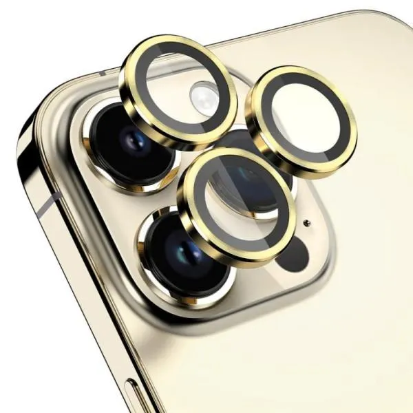 Защитное стекло Metal Classic на камеру (в упак.) для Apple iPhone 15 Pro (6.1") / 15 Pro Max (6.7") — Золотой — фото 5
