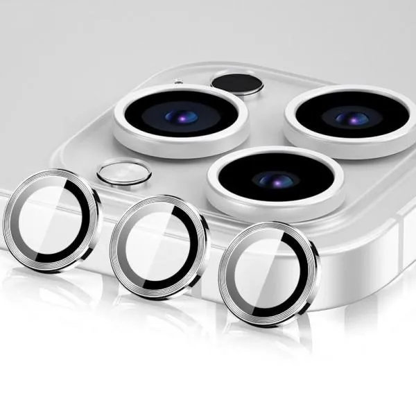 Защитное стекло Metal Classic на камеру (в упак.) для Apple iPhone 15 Pro (6.1") / 15 Pro Max (6.7") — Серебряный — фото 4