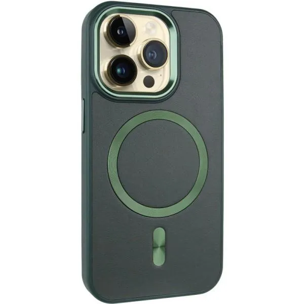 Кожаный чехол SnapCase with Magnetic Fit для Apple iPhone 15 Pro (6.1") — Зеленый — фото 1