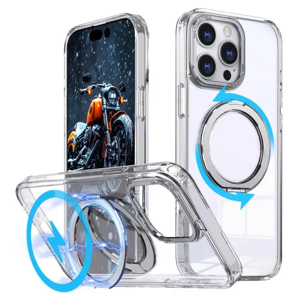 Чохол TPU+PC Empire with Magnetic Fit and Ring для Apple iPhone 15 Pro (6.1") — Прозорий — фото 2 Чохол TPU+PC Empire with Magnetic Fit and Ring для Apple iPhone 15 Pro (6.1") — Прозорий — фото 2